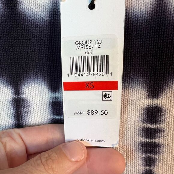 Calvin Klein Women's‎ Tie-Dye Cotton Sweater XS Blue White Long Sleeves X-Small - Picture 2 of 7